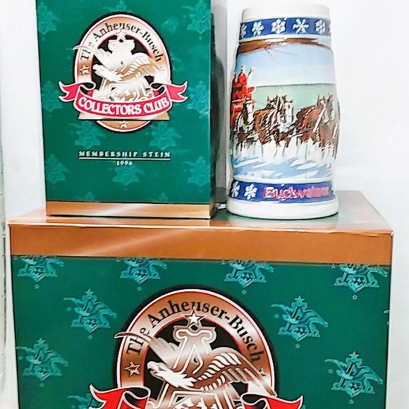1995 Budweiser Clydesdales Holiday Beer Stein - Lighting the Way Home! - Picture 1 of 11